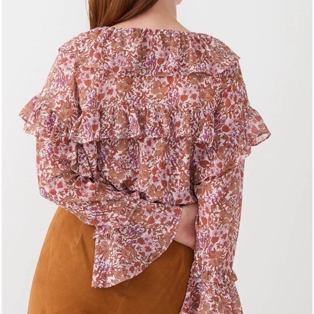 J . Crew Ruffle Crinkle Chiffon Top in Fête Floral Shirt Size S - Picture 3 of 11